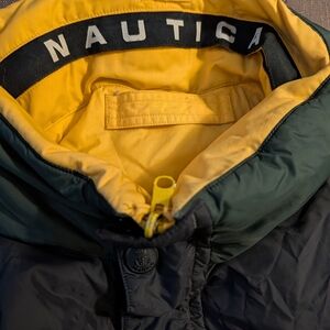 Nautica Black and Yellow Puffer Jacket